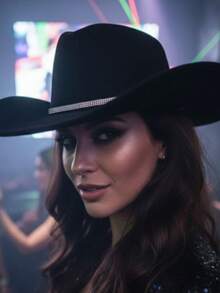 Mizu Women's Black Country Hat With Silver Glitter Rhinestone Band - màu đen - Xem 9