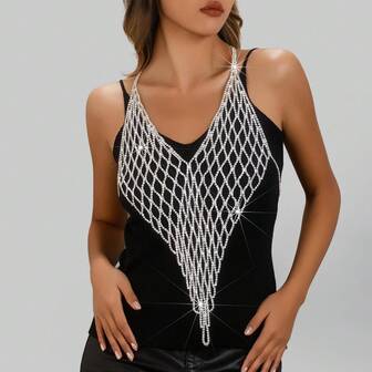 Cadena de Body con cristales de lujo para mujer, cadena de bikini con flecos de cristal, accesorio de lencería