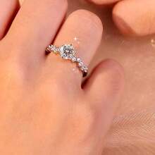 Elegant 925 Sterling Silver Ring, Suitable For Daily Wear And Gift Occasions, Valentine's Jewelry, Hollow Twisted Four-Claw Round Engagement Ring - Diamond Ring F - View 7