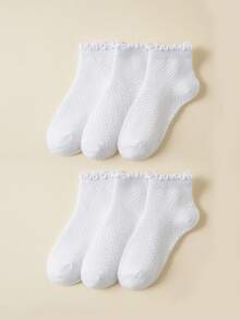 6 pares de calcetines para niños, con patrón de rombos, sencillos, resistentes a la suciedad, antideslizantes, adecuados para estudiantes de primaria, primavera/otoño - Multicolor - Ver 7