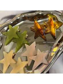 2/4个醋酸纤维不对称星形发夹，侧分刘海爪夹，女士发夹，发卡，发饰，发夹 - 彩色 - 查看 1