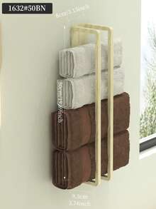 1pc Non Drilling Towel Storage Rack, Wall Mounted Double Pole Towel Rack, Suitable For Storing Rolled Up Towels, Space Saving Bathroom Storage Rack, Towel Rack, Towel Storage Rack, Modern Design