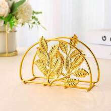 1pc Tie Yi Paper Napkin Holder Household Creative European Napkin Paper Clip Hotel Restaurant Cafe Paper Clip Golden Square Paper Napkin Desktop Storage Rack - Gold - View 12