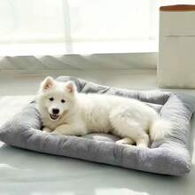 Autumn Winter Warm Plush Flannel Dog Bed Mat - Non-Slip Bottom Rectangle Pet Sleeping Pad, Universal Size For Small Medium And Large Dog Breeds, Ultra Soft Cozy Pet Bed Ideal For Golden Retrievers Labradors And Other Large Dogs, Essential Warm Pet Accessory For Indoor Use - 灰色50*90cm - 查看 5