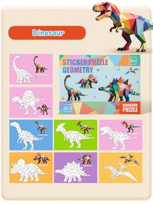 Set Puzzle Stiker Geometri, Kit Seni Stiker DIY 3D untuk Anak-anak, Tema Hewan, Dinosaurus, Laut, dan Lalu Lintas, Mainan Puzzle Seru untuk Bermain di Rumah & Hadiah - MultiWarna - View 12