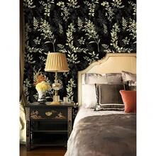 Peel And Stick Wallpaper Black Removable Wallpaper Dark Boho Leaf Renter Friendly Textured Wallpapers For Bedroom Stick On Contact Paper For Cabinet Countertop 17.5 X 118 In - 黑色/綠色 - 查看 6