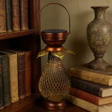 Vintage Iron Grid Flower Bud Solar Hanging Lamp, Ramadan Eid/New Year/Valentine's Day Decor Light, Balcony Yard Atmosphere Lamp, Outdoor Waterproof Night Light, Great Gift For Family And Friends - Multicolor - View 8