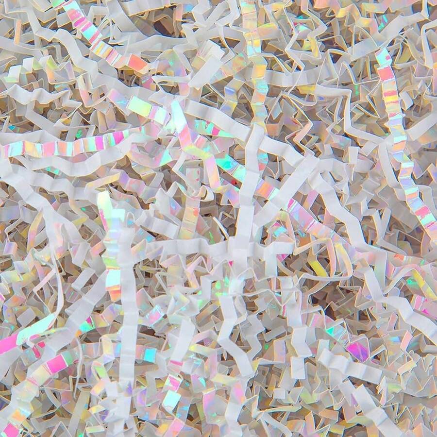 Crinkle Cut Paper Grass Cushion Paper Streamer For Christmas Wedding Birthday Bridesmaid Engagement Craft Gift Boxes Bags Filler Decoration 4.5oz Diamond White - 鑽石白 - 查看 1