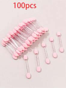 50pcs/Box Double-Sided Eyeshadow Sponge Makeup Brushes, Metal Nail Powder Applicator, Disposable Nail Brushes With Box, Nail Salon Supplies (50pcs-Pink), Eyebrow Brush, Eyeshadow Brush, Spoolie Brush, Spoolie Brush - Multicolor - View 17