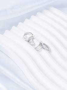 925纯银镂空月亮耳环，精致简约的圈形耳环，适合日常佩戴，生日礼物