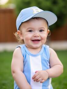 1pc A-Z 26 Letters Kids Baseball Cap, Suitable For 1-3 Years Old Toddler Girls, Outdoor Sun Hat - Baby Blue - View 5