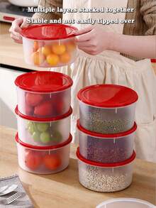 12件套透明食品储物盒，带密封盖（6个盒子+6个盖子） - 适用于存放水果、蔬菜、肉类、零食、坚果等 - 可微波炉加热，可重复使用塑料厨房收纳套装 | 防漏储物盒 - 彩色 - 查看 8