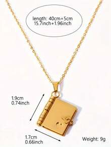 1 chiếc mặt dây chuyền hình trái tim tối giản bằng thép không gỉ, quà tặng Ngày Valentine/Sinh nhật kèm dây chuyền - dây chuyền mặt hình cuốn sách - Xem 8
