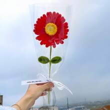 1pc Handmade Sunflower Bouquet, DIY Artificial Sunflower Gift For Valentine's Day, Birthday, Anniversary (Random Ribbon With Blessing Message) - Multicolor - View 3