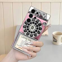 Retro Pink And Silver Dial Telephone Pattern Transparent Phone Case Suitable For Compatible With IPhone 17,16, 15, 14, 13, 12, 11, PRO MAX,Air,As Well As Galaxy S26/25/24/23/22/21 Ultra/FE/Plus,A82/73/72/71/70/55/54/53/52/51/35/34/33/25/24/22/16/15/14/13/12/06/05/04,Fashionable Phone Cases - 彩色 - 查看 5