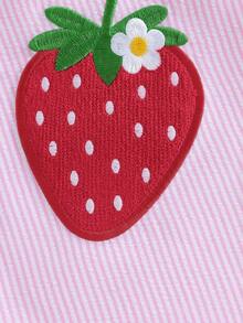 Toddler Little Girls Dresses Strawberry Casual Sundress Striped Bow Sleeveless Pink Tank Summer Dress - 粉色 - 查看 3