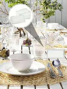 1pc/20pcs/50pcs Silver Foil Name Cards, Wedding Seat Number Cards Decor, Table Cards, Dinner Table Decor Cards, Blank Table Cards, Guest Cards, Silver Wedding Dinner Table Cards, Guest Registration Cards, Wedding Dinner Table Cards, Party Banquet, Decor, Home & Living, Event Party Supplies, Celebration Supplies, Party Identification - Silver - View 2