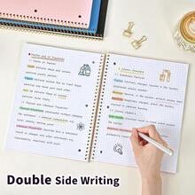 Graph Paper Notebook,1 Subject 80GSM Thick Grid Paper Notebook 8\ X 10-1/2\, Hardcover Spiral Notebooks For Schoolsss Work Women Men, Graphing Notebook Journal For Writing,3-Hole Punched Perforated Pink - 粉色 - 查看 8