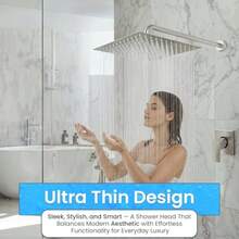 CYPNDucha de Lluvia de Alta Presión Cabezal de Ducha de Acero Inoxidable para el Baño Ángulo Ajustable para Ducha de Baño Ducha Fija de Ahorro de Agua Ultra Fina Boquilla Silicona Cuadrado 10 PulgadFashion - 227327095 - Ver 7