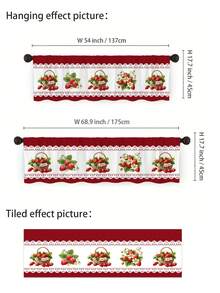 1pc Country Style Fruit Lace Curtain, Strawberry Print Kitchen Curtain, Petite Short Curtain, Grommet-Less Curtain, Suitable For Bedroom, Office, Kitchen, Living Room, Study And Other Home Decor - Multicolor - View 3