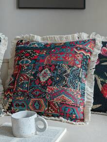 1 件波西米亚风红色几何徽章图案抱枕套，适用于客厅沙发、卧室、阳台、窗户、花园、户外、汽车、家居装饰、餐桌装饰、节日、派对等场合。 - 彩色 - 查看 6