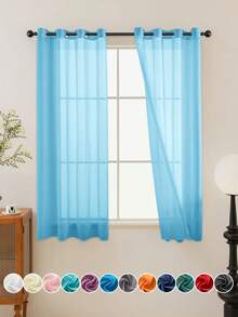 1 件/2 件薄纱窗帘,多种尺寸可选,顶部带金属索环,优雅的滤光薄纱窗帘,适用于客厅、卧室、农舍、咖啡厅、厨房,灰色 - 灰色 - 查看 13