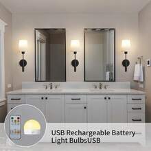 Wireless Wall Light With Remote Control, No Wiring Needed Rechargeable 2000mAh Battery Powered LED Wall Lamp, Dimmable, For Picture Lighting, Vanity Mirror, Bedroom, Living Room