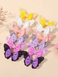 bilicaca 12个闪亮蝴蝶发夹，马尾夹，丸子头夹，侧边夹，适合日常、旅行、海滩使用 - 彩色 - 查看 7