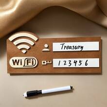 New 2D Retro Flat WiFi Network Sign - Wireless Router Password Plate Without Power, Artificial/Brown Retro Plaque, Home Office Cafe Decor - Housewarming Or Mother's Day Gift, Password Reminder, Minimalist Style, Wooden Material - Multicolor - View 6