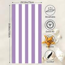 大号粉色条纹沙滩巾，加厚防沙柔软毯，适用于游泳池、沙滩，可用作沙滩巾、浴巾、女士披肩，数码印花速干浴巾，双面抓绒速干浴巾，可爱粉蓝条纹超强吸水运动毛巾，便携式沙滩巾，马拉松健身速干毛巾，防水、防沙、防尘，沙滩必备，情侣沐浴巾 - 彩色 - 查看 14