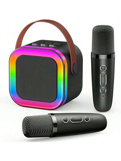 Portable Karaoke Machine With 2 Microphones | USB/Type-C Charging, Built-In Party Light, Suitable For Birthday Parties, Family Gatherings, Halloween, Christmas And Other Occasions. Sturdy Construction And Compact Design.
