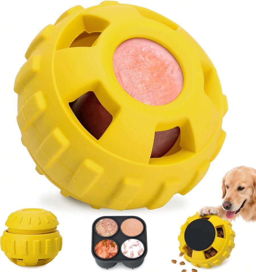 Interactive Dog Treat Dispenser Toy Freeze Fill Rubber Enrichment Toy For Boredom Slow Feeder Easy Clean Lemon S - Màu vàng - Xem 1