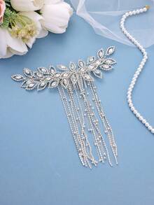 1件优雅水晶新娘发梳伴娘头饰，适用于婚礼派对舞会