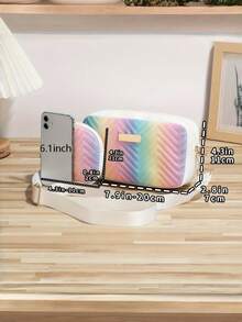 两件套彩虹渐变色单肩包、斜挎相机包和时尚单肩包，配有别致圆形零钱包，通勤百搭。 - 彩色 - 查看 11