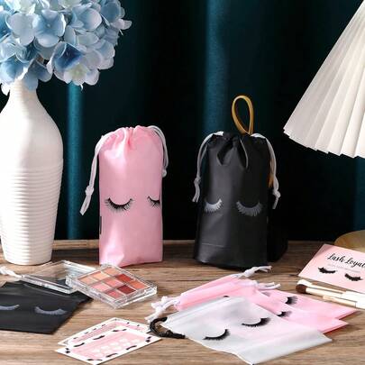 6个装睫毛化妆包迷你小号睫毛护理包洗发水沐浴包塑料收纳袋珠宝收纳礼品袋旅行包装商务套装，3种颜色