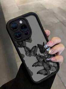 1pc Butterfly Pattern, High-Strength Black TPU Anti-Drop Phone Protective Case, Suitable As Holiday Gift Compatible With IPhone Xs/Xsmax/Xr/11 12 13 14 15 16pro/Promax/14 15 16plus/17/17Air, Unisex - Multicolor - View 2
