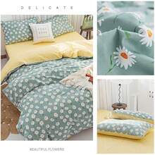 (AMYTCJ07-1T), Daisy Green Floral Duvet Cover Twin Cotton Girl Bedding Sets White Daisy Flower Print Comforter With 2 Pillowcases Garden Style Aesthetic Bedroom Collection Size Variant 3 - B#雛菊花卉 - 查看 6
