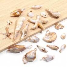 10-100pcs Acrylic Natural Beach Spiral Seashell Charm - Seashell Loose Pendant For Summer DIY Earrings, Bracelets, Necklaces, Jewelry Making Accessories - Seashell Pendant - View 5