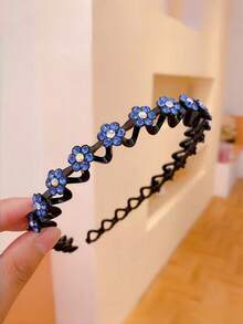 4 pezzi Elegante fascia per capelli/cerchietto decorato con fiori in strass antiscivolo, adatto per ragazze - Accessori per capelli decorativi floreali - Adatto per uso quotidiano, feste e occasioni speciali - Multicolore - Visualizzare 8