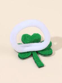 8pcs St. Patrick's Day Hair Ties Cute Sparkly Glitter Clover Rubber Bands Cute Shamrock Ponytail Holder Festive Hair Ring Lucky Clover Hair Rope Kids Baby Hair Accessories - Green - View 7