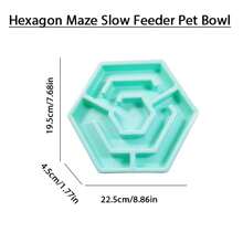 Hexagon Maze Slow Feeder Pet Bowl - Hexagon Maze Design, Non-Slip And Anti-Tip, Easy To Clean - For Small And Medium Dogs And Cats - Interactive Puzzle Feeding Toy.