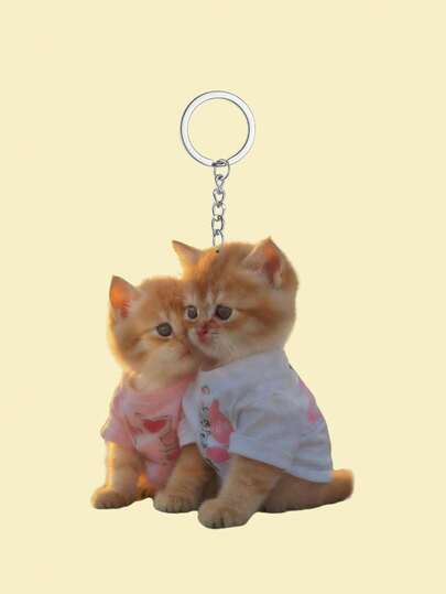 A Cute Cat-Patterned Keychain With A 2D Acrylic Design, Perfect For A Feminine And Adorable Gift, Valentine's Day Present, Charming Accessory, Backpack Decoration, Car Hanging Ornament, Car Accessory, Schoolbag Decoration, Gothic Style, Y2K Style, Car Hanging Decoration, Ideal Gift Idea For Teachers, Friends, Sisters, And Couples