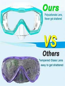 1pc Snorkeling Mask, 3-Window Full Panoramic Wide Angle HD Triple Lens, Adjustable Head Strap, Suitable For Teenagers - Multicolor - View 3