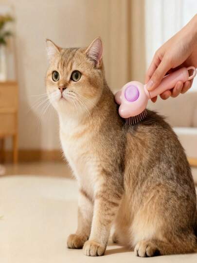 Self-Cleaning Pet Brush | Gentle Deshedding Brush, Suitable For Cats & Dogs, Durable Plastic & Stainless Steel Bristles, No Charging Design