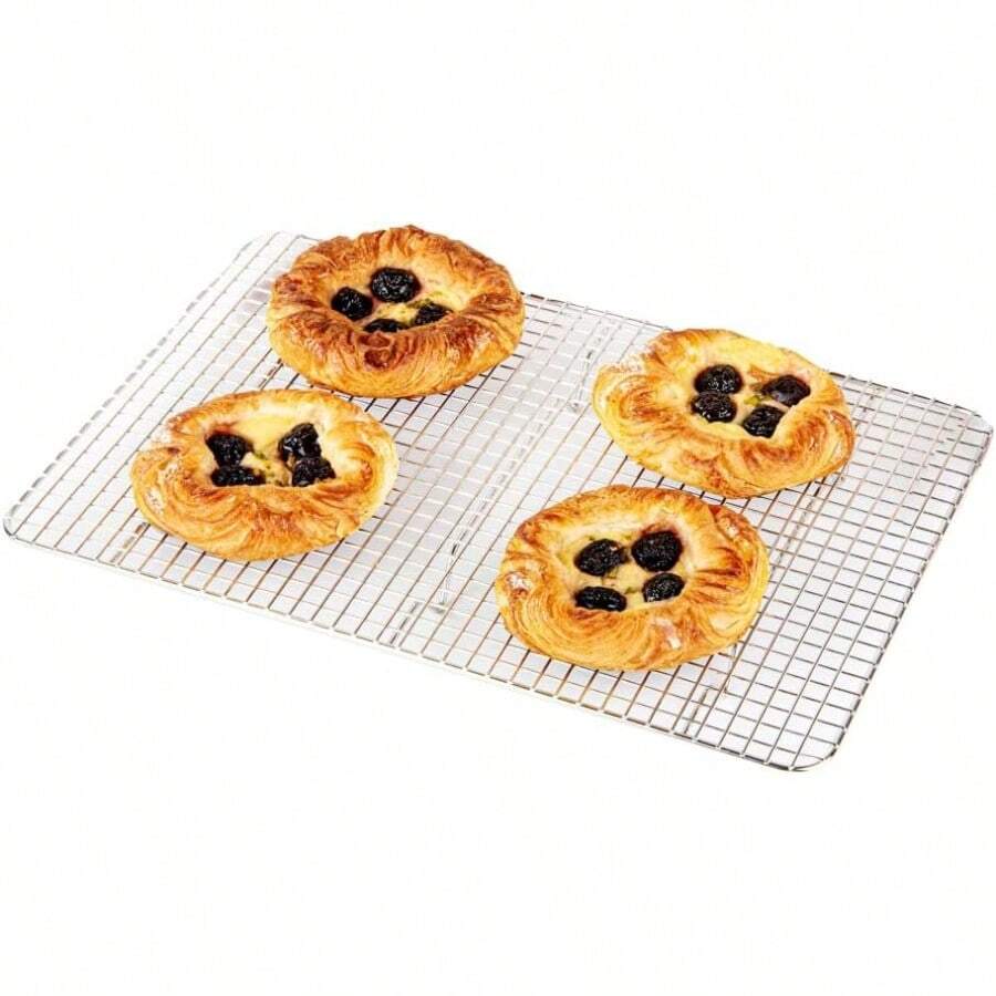 Met Lux - Estante para hornear de alambre de 9.8 x 14.8 pulgadas 1 estante de alambre para horno resistente Se adapta a sartenes de gelatina lavable en lavaplatos estante de enfriamiento de acero - como en la foto - Ver 1