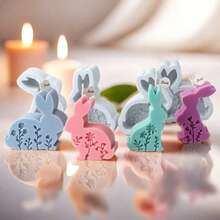 Easter Bunny Silicone Mold, Baking Mold For Candle, Mousse Cake, Chocolate, DIY Floral Rabbit Candle, Plaster, Resin Crafts - Multicolor - View 1