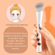 KINGMAS Angled Foundation Brush Concealer Brush, Premium Kabuki Makeup Brush For Liquid, Blending, Cream, Powder, Blush Buffing Stippling Face Makeup Tools White (White, A. 3Pcs (170W\/270W\/370W)) - MàuC - Xem 3