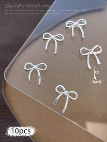 10/100/500pcs 3D Silver Bow Heart Nail Art Decorations, Korean Style Metal Bow, Star, Moon Nail Jewelry, Y2K Punk Nail Gems, DIY For Acrylic Nail Stickers, Phone Cases, Shoes, Clothes, Bags Nails Nail Supplies Nail Charms - Multicolor - View 31