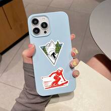 55张滑雪板贴纸，可用于剪贴簿、滑雪主题，美观实用，包含可爱卡通滑雪板贴纸、时尚滑雪头盔贴纸等，防水乙烯基材质，适用于水瓶、电脑、笔记本电脑、手机、行李箱、笔记本、冰箱等。 - 彩色 - 查看 7