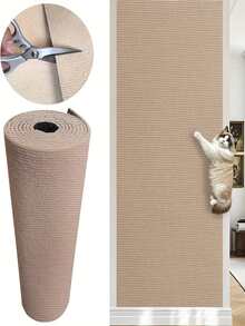 1pc 15.75" X 118.11" Self-Adhesive Cat Scratch Pad | Durable Sisal-Polyester Blend - Furniture Protector, Removable & Wall-Mountable | Suitable For Indoor Cats - 40*300cm - View 1